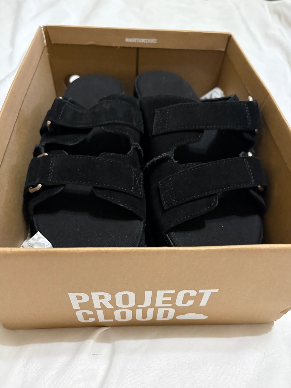 Project Cloud Women's Black Suede Adjustable Strap Sandals